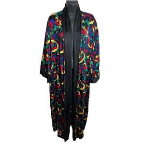 Vintage La Mouette Silk Robe Multicolor Size Large
